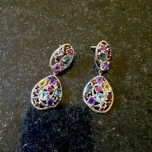 multicolor sterling silver dangel earings .
